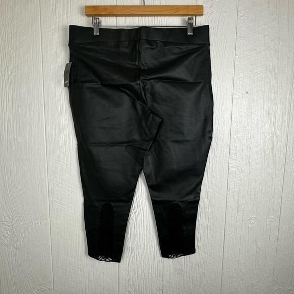 Torrid Crop Platinum Legging Coated Ponte Macrame Back Black Faux Leather 1X 14 - Picture 6 of 10
